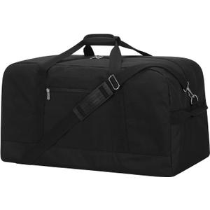 55L Large Duffle Bag for Men Travel - 25 inch Weekender Duffel Bag with Hard Bottom - Black