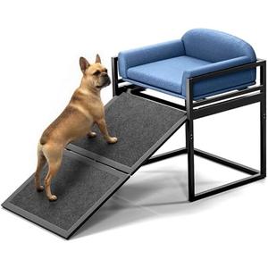 Pet Stairs Ramp Doggie Stairs with Seat,Extra Wide Seat Mate Chair Ramps Puppy for High Bed Couch Office,Non Slip Dachshunds Ladder,Folding Pet Steps for Small Dogs,Cat Ladder Blue(Hold Up to 100 lbs)