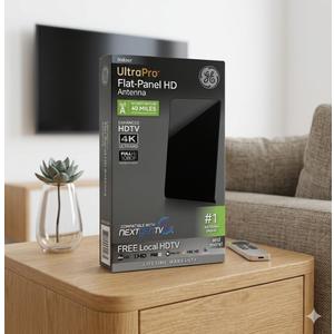 GE 34342 Pro Flat Panel HD Indoor TV Antenna 40-mile Range 4k Ultra 1080p Full