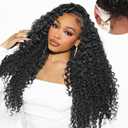 7x5 Deep Wave Glueless Wigs Human Hair Pre Plucked Pre Cut HD Lace 200% Density 7x5 Deep Wave Lace Front Wigs Human Hair 26 Inch Curly Wear and Go Drawstring Wig for Women Beginner Friendly