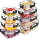 Liuruiyu 8 Pack Glass Food Storage Containers with Lids, Meal Prep Containers, Airtight Bento Boxes with Leak Proof Locking for Microwave, Oven, Freezer and Dishwasher, BPA Free (transparent)