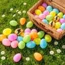 MGparty 100 PCS Easter Eggs Bulk, 2.3" Plastic Fillable Easter Eggs in Pastel Colors with 10 Golden Eggs, Empty Eggs for Egg Hunt, Easter Basket Stuffers, Party Favors and Decorations