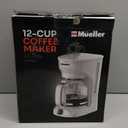 MUELLER HOME 12-Cup White Coffee Maker - Borosilicate Carafe, Auto-Off, Reusable Filter, Anti-Drip, Keep-Warm Function, Clear Water Level Window, White Kitchen Accessories