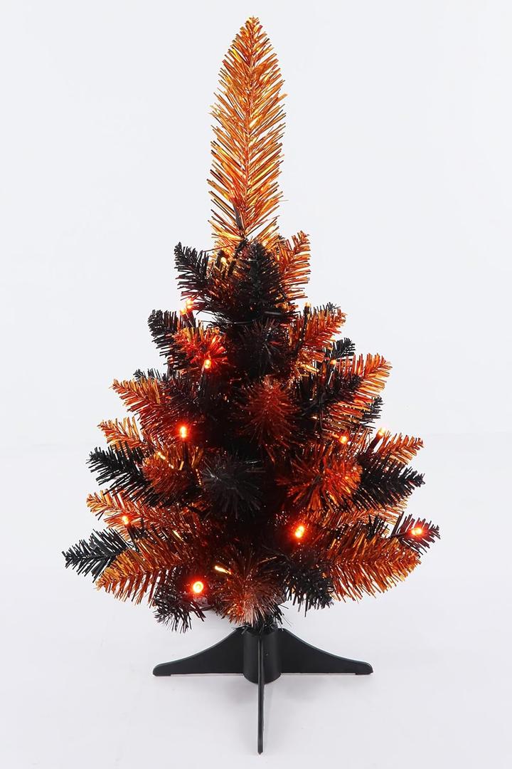 Tabletop Christmas Tree Mini Small 18 inches Christmas Trees Artificial Classic Tinsel Feather Tree Tabletop Christmas Decor Halloween Collection