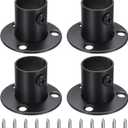 uxcell 4Pcs Stainless Steel Closet Rod Brackets, 3/4 Inch Dia Wardrobe Holder for Pipe, Shower Curtain Rod Pole End Supports Sockets Flange with Screws Black