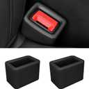 Pvotawp 2PCS Seatbelt Extender for Booster Seat, Silicone Rear Seat Belt Buckle Holder Makes Seatbelt Buckle Booster for Easy Access, Accessory Drive Belt for Kids to Keep Belt Buckle Uprigh（Black）