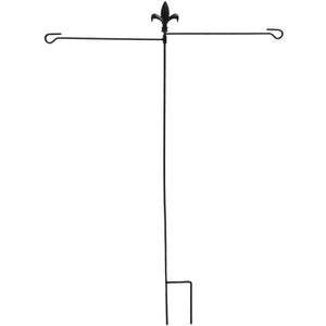 Evergreen Fleur-de-Lis Dual Arm Metal Garden Flag Stand - 32" W x 43" H