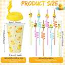 Yungyan 24 Sets Yellow Duck Party Favors Goodie Cups with Lids and Straws for Birthday Decorations Reusable 16oz Plastic Candy Cups Plastic Straws for Birthday Party(Rubber Duck)