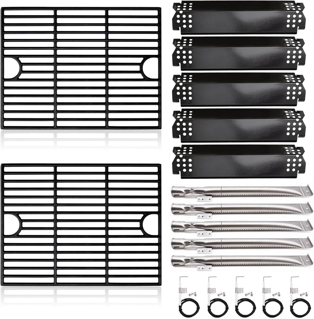 Adviace Replacement Parts for Nexgrill 720-0888N 720-0888, Grease Tray Drip Pan & Flame Tamers, Burner Tubes and Ignitor for Nexgrill 5 Burner 720-0888N Gas Grill
