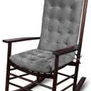 ELFJOY Rocking Chair Cushion Large Rocking Chair Pads with Ties Premium Tufted High Back and Seat Cushion 2 Piece Set Grey