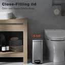 Slim Bathroom Trash Can with Lid Soft Close, 1.6 Gallon Stainless Steel Garbage Can with Removable Inner Bucket, Durable Step Pedal, Small Trash Bins for Toilet, Bedroom, Kitchen, Office (Silver)