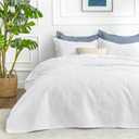 Love's cabin Oversized King Size Quilt Bedding Set White Bedspreads - Oversized King Lightweight Bedspread Comforter - Coin Pattern Coverlet for All Season - 3 Pieces (1 Quilt, 2 Pillow Shams)