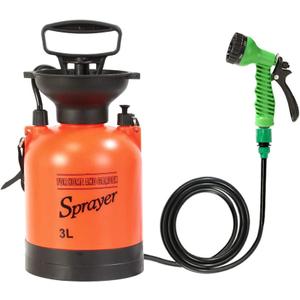 CLICIC 0.75 Gallon Pressure Sprayer with 7 Spray Modes, Camping Shower with Removable Hose and Shower Head for Camping Outdoor Traveling Hiking and Pet Bath