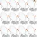 12 Pack 6 Inch Ultra-Thin LED Recessed Ceiling Light with Junction Box, 6000K Can Lights, 12W 110W Eqv, recessed Lighting 6 inch led Lights, 1050LM High Brightness LED Lights