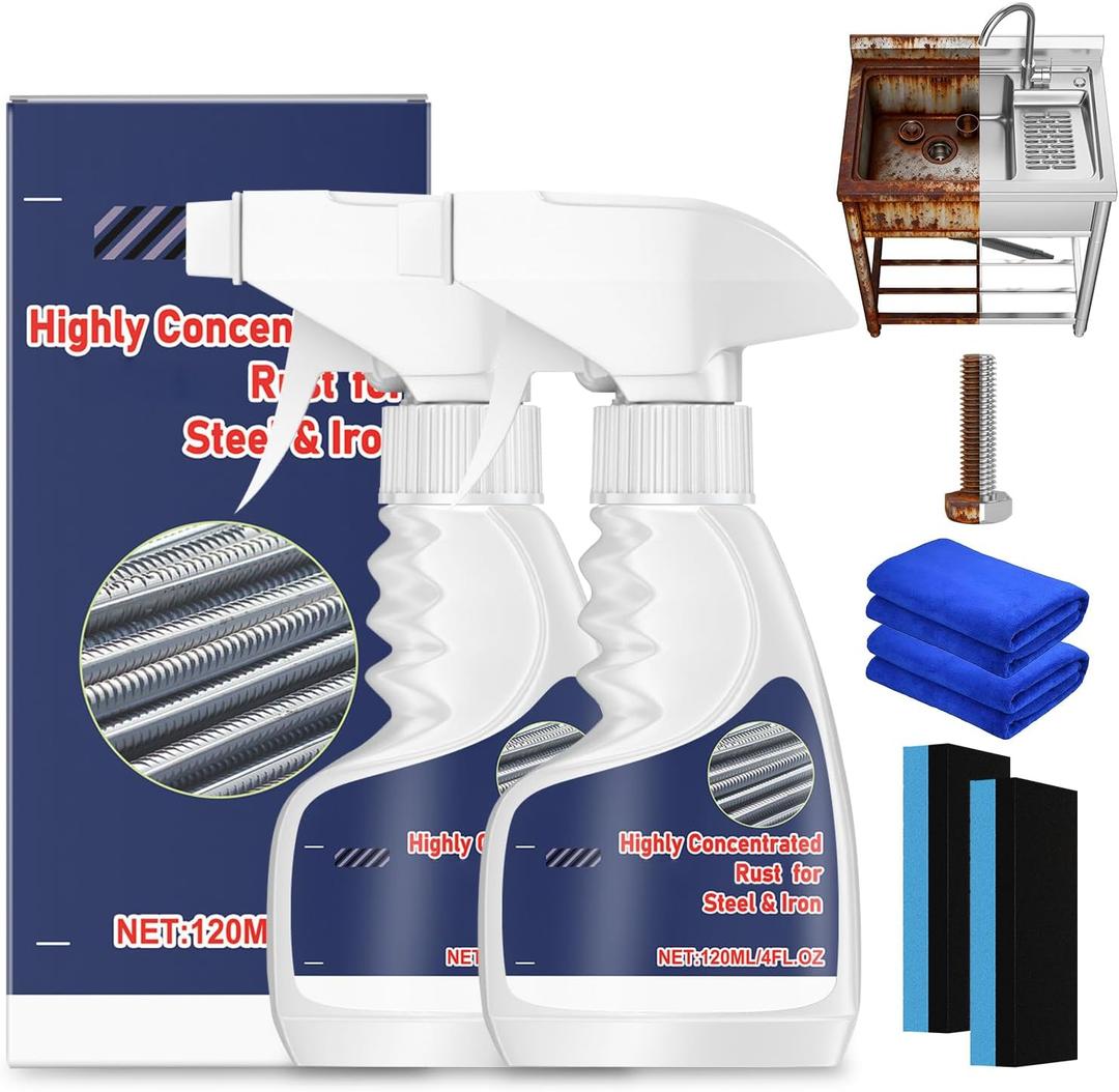 2Pcs Meigline Rust Remover, Highly Concentrated Rust Remover for Metal, Rust Remover Heavy Duty for Tools, Automotive Parts, Stainless Steel, Fast Acting Rust