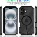 wahhle Compatible with iPhone 16 Case, Magnetic Built in Screen Protector Full Body Shockproof Slim Fit Bumper Protective Phone Cover 6.1'' Men Women-Black/Clear