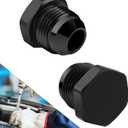 2PCS 6AN Male Flare Blanking Plug Fitting Adapter, Black Anodized Aluminum Hard Hex Head Nut Plug Adapter, Automotive Accessories Suitable for Vehicle Fuel Oil Line End Modification
