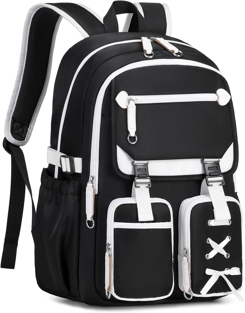 Kids Backpacks for Girls Teens Kawaii Bookbag for Elementary Primary Middle High School Daypack (Black)