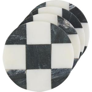 Mud Pie Circle Checkered Coaster Set; 4" x 4"
