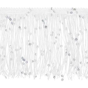 uxcell 5 Yards of 10cm/4" Sequin Fringe Trim Sparkling DIY Fringe Tassel Trim Ribbon for Costume Clothes DIY Sewing Crafts Decoration, (14.7 ft/4.5m) White