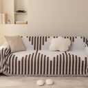 SmoBe Sofa Covers Washable, Chenille Sofa Covers for 3 Cushion Couch, Reversible Non Slip Futon Cover L Shape Sofa Cover, Pet Couch Cover with Tassel, Sofa Slipcovers 71" X 118" - Brown