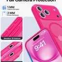 Faiono Magnetic for iPhone 17 Pro Max Case [Full Camera Protection][Military-Grade Protection][Compatible with MagSafe] Shockproof Protective Slim Phone Case for iPhone 17 Pro Max, Hot Pink