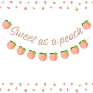 Sweet as a Peach Banner Glitter for Baby Shower, Birthday Decorations, Peach Party Decorations