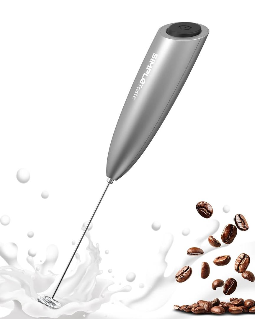 SIMPLETaste Milk Frother Handheld Battery Operated Electric Foam Maker, Drink Mixer with Stainless Steel Whisk for Cappuccino, Bulletproof Coffee, Latte