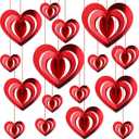 3 x 32 Pcs Valentines Day Hanging Hearts Decorations 3D Heart Hanging Decoration, red Heart Ornament for Valentine Day Wedding Anniversary Engagement Romantic Decorations Special Night Party Supplies