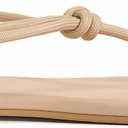 Rihero Rope Thong Sandals for Women Ankle Strap Slip On Comfortable Beach Flat Sandals (Beige)