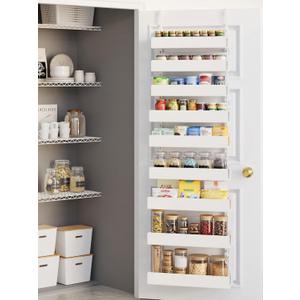 Over The Door Pantry Organizer, 9-Tier Pantry Organization and Storage, Hanging Door Spice Rack Shelves, Home & Kitchen Organization, Laundry & Bathroom Essentials, White
