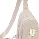 Viverte Small Corduroy Sling Bag Initial Crossbody Bag Fanny Pack for Girls Personalized Birthday Gifts for Teen Girls Gifts