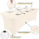Smiry 2 Pack Spandex Table Cloth 6FT, Elastic Fitted Stretch Tablecloths, Washable and Wrinkle Free Rectangular Patio Table Cover for Outdoor, Wedding, Banquet & Parties (Beige, 72Lx30Wx30H Inch)