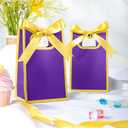 Kolldenn 24 Pcs Small Gift Bags with Bow 6.3 x 3.9 x 2.8 Inch Thank You Gift Bags Elegant Mini Paper Bag with Handles for Wedding Bridal Birthday Baby Shower Bridesmaid Party Favors(Purple)