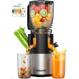 Godspeeds Juicer Machines with 5.8" Large Feed Chute, Slow Masticating Cold Press Juicer for Whole Fruits & Vegetables, Easy to Clean Design, High Juice Yield Home Juicer for Daily Wellness