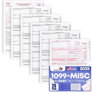 1099 MISC Forms 2025 Laser Tax Forms 4 Part Kit for 25 Individuals - Designed for QuickBooks and Accounting Software 1099 Misc 2025 (25 No Envelopes)