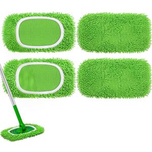 Reusable Microfiber Mop Pads,4Pcs Compatible with Sweeper Sweeping Mopping pad Refills Cloths for Surface/Hardwood Floor Cleaning (4pack(green))