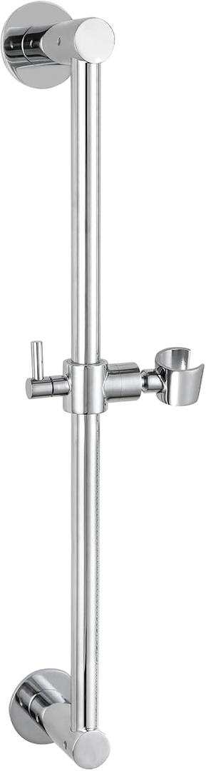Shower Slide Bar Adjustable Handheld Shower Head Holder Wall Mount - 15inch All-Metal Shower Head Slide Bar Compatible with Bathroom Drill Free Glue Installation - Polished Chrome