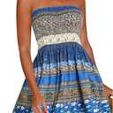 CHICGAL Summer Dresses for Women Beach Cover Ups Strapless Boho Floral Print Sundress (Small)