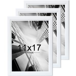 KTKDE 11x17 Picture Frame Set of 3,White Wooden frames, Vertical & Horizontal Wall Hanging for Wall Display,Studio Gallery Photo Frame for Photos, Posters & Art Prints