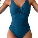Eomenie One Piece Swimsuit for Women Tummy Control Bathing Suit Ruched Twist Front Swim Suit Cutout Tie Back Swimwear.L