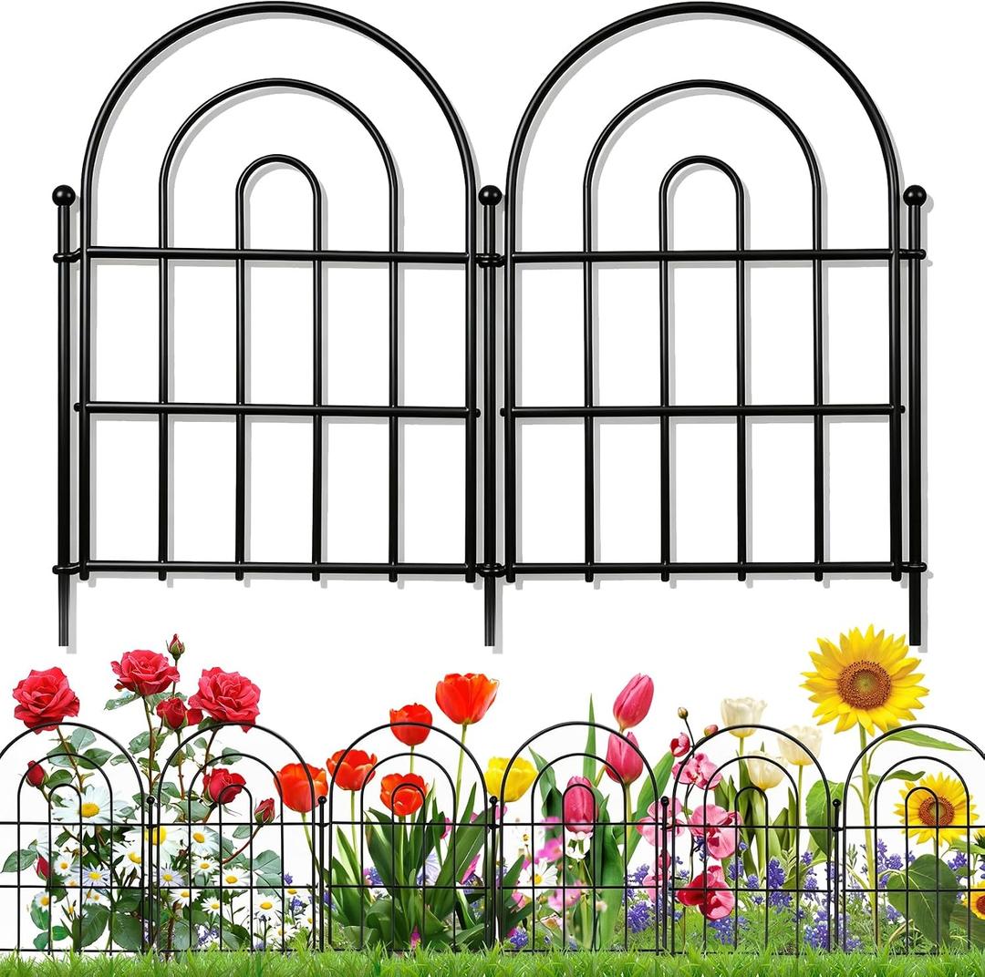 18 Pack Decorative Garden Fence Animal Barrier: 17 in(H) x 18 ft(L) Border Flower Rabbit Garden Fencing Small Arched Rustproof Metal No Dig Fence Landscape Decor for Yard