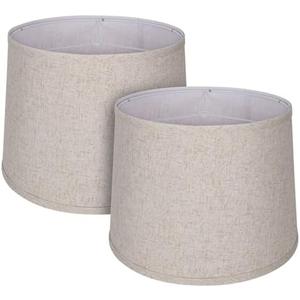 Large Lampshades Set of 2 Drum Lamp Shades 13" Top X 15" Bottom X 11" High, Large Lamp Shade Brown Lampshades Come with Spider/UNO Fitter 2 Installation Replacement Floor Lamp Shade