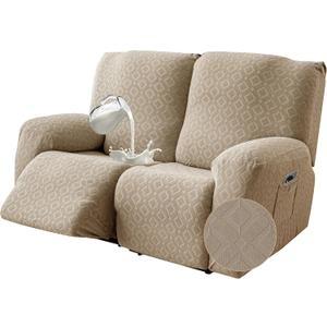 Gennia Waterproof Recliner Loveseat Cover,Stretch Reclining Sofa Covers with Pockets,Washable Lazy Boy Recliner Slipcovers,Leakproof Couch Protector for Kids, Pets, Dog and Cat (2 Seat, Khaki, 48-68In)