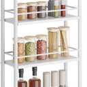 Asgolion Slim Storage Cart, 4 Tier Rolling Utility Cart on Wheels, Narrow Shelving Unit Cart for Small Spaces in Kitchen, Dining Room, Bathroom, Laundry Room, White