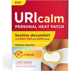 Uricalm Personal Heat Patch, Soothes Discomfort in Urinary Tract and Pelvic Areas, Up to 12 Hours of Warmth, Ultra-Thin One-Time Use, 3 Count, Best By: 2028-11-11