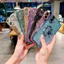 Compatible for iPhone 16 Case Glitter Clear Paw Love Heart Compatible with MagSafe, Camera Lens Protection Soft Slim Thin Magnetic Bling Phone Case - Black