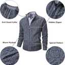 VtuAOL Men's Cardigan Sweaters Full Zip Sweaters Stand Collar Casual Knitted Cardigan with Pockets (Gray, L)
