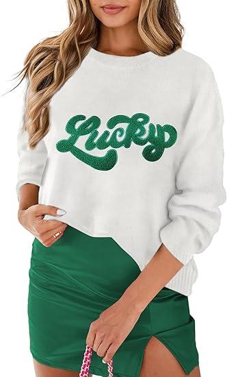 MARZXIN Women 2026 Casual Holiday Love Sweaters Round Neck XOXO Sweater St Patrick Tops Merry Christmas Heart Sweatshirt XL