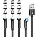 540 Rotating Magnetic Charging Cable (4 Pack 3/3/6/6ft) USB C Magnetic Phone Charger Cable 3 in 1 2.4A Fast Charge Cord for iPhone Samsung Moto Oneplus Android Tablet All Micro USB/Type C Device